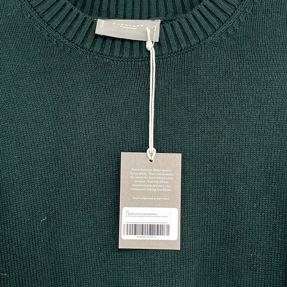 NWT Everlane Boxy Organic Cotton Women's Sweater Large Dark Green - Picture 5 of 7
